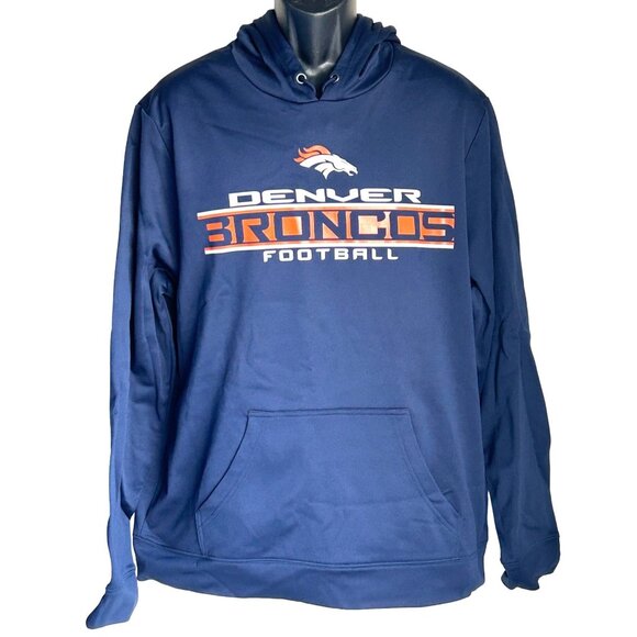 Denver Broncos Football Navy Blue Hoodie Sweatshirt Unisex With Kangaroo Pocket - Picture 1 of 8